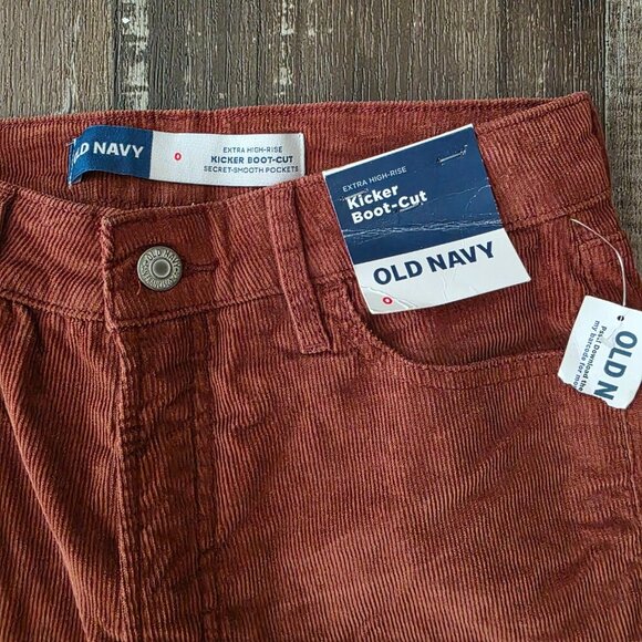 Old Navy Extra High Rise Kicker Boot Cut Women's Corduroy Pants Size 0 - Picture 3 of 8